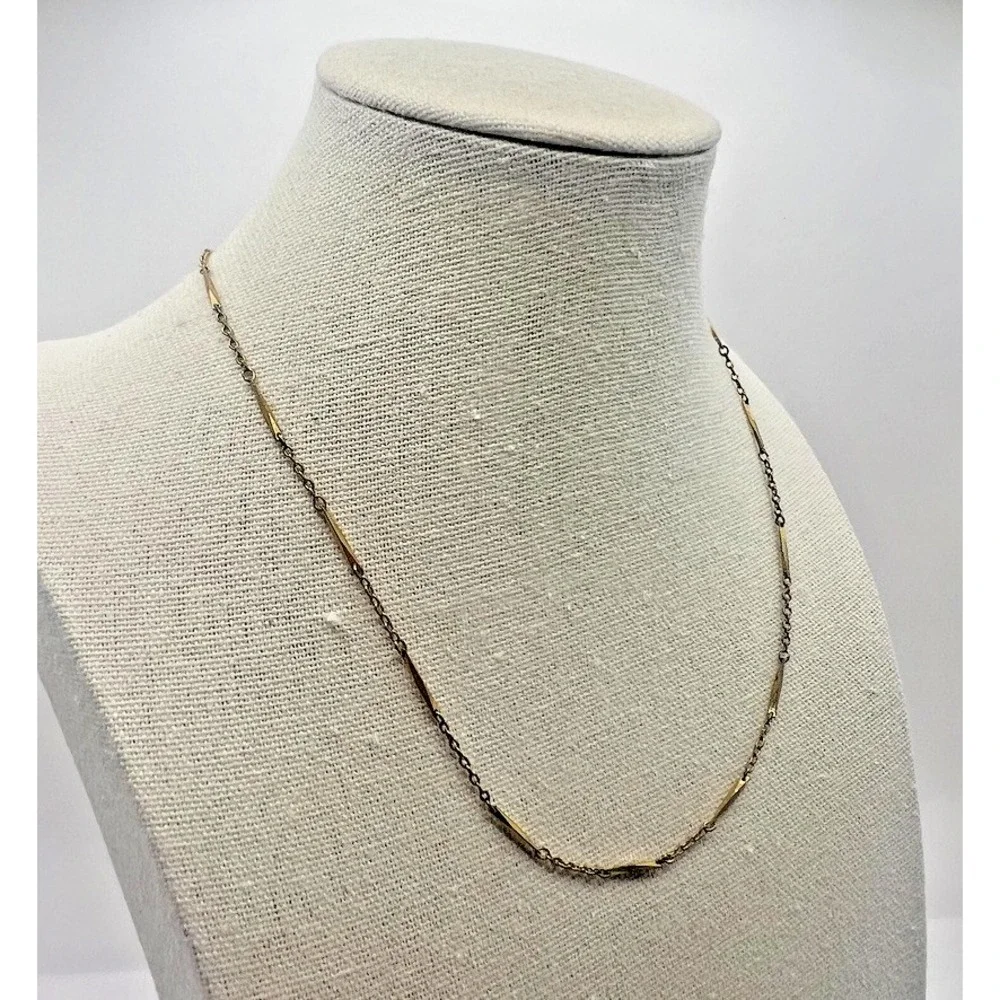 Vintage Monet Gold Tone Bar‎ Link Necklace Signed 18